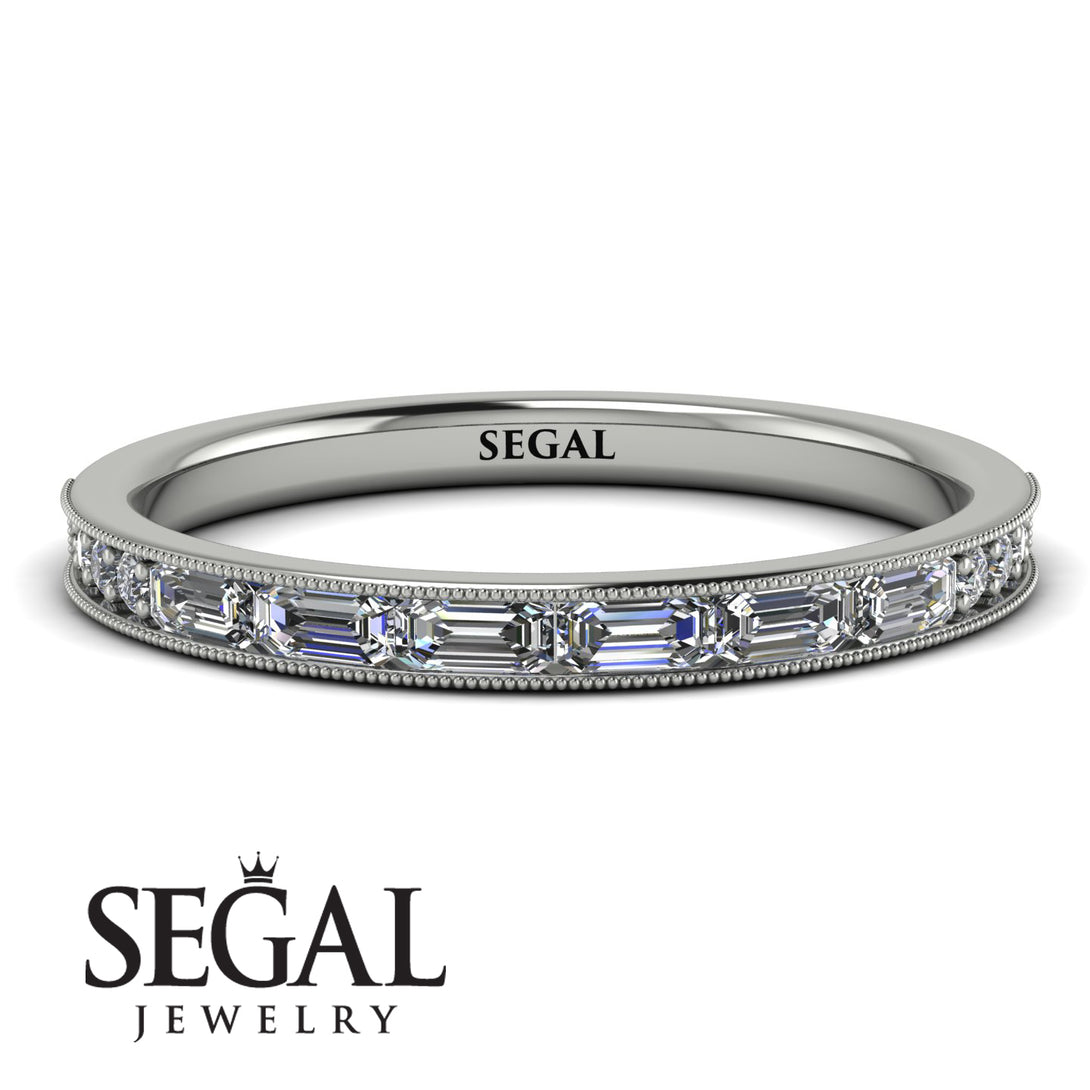 Emerald Cut Diamond Milgrain Eternity Ring - Teagan No. 3
