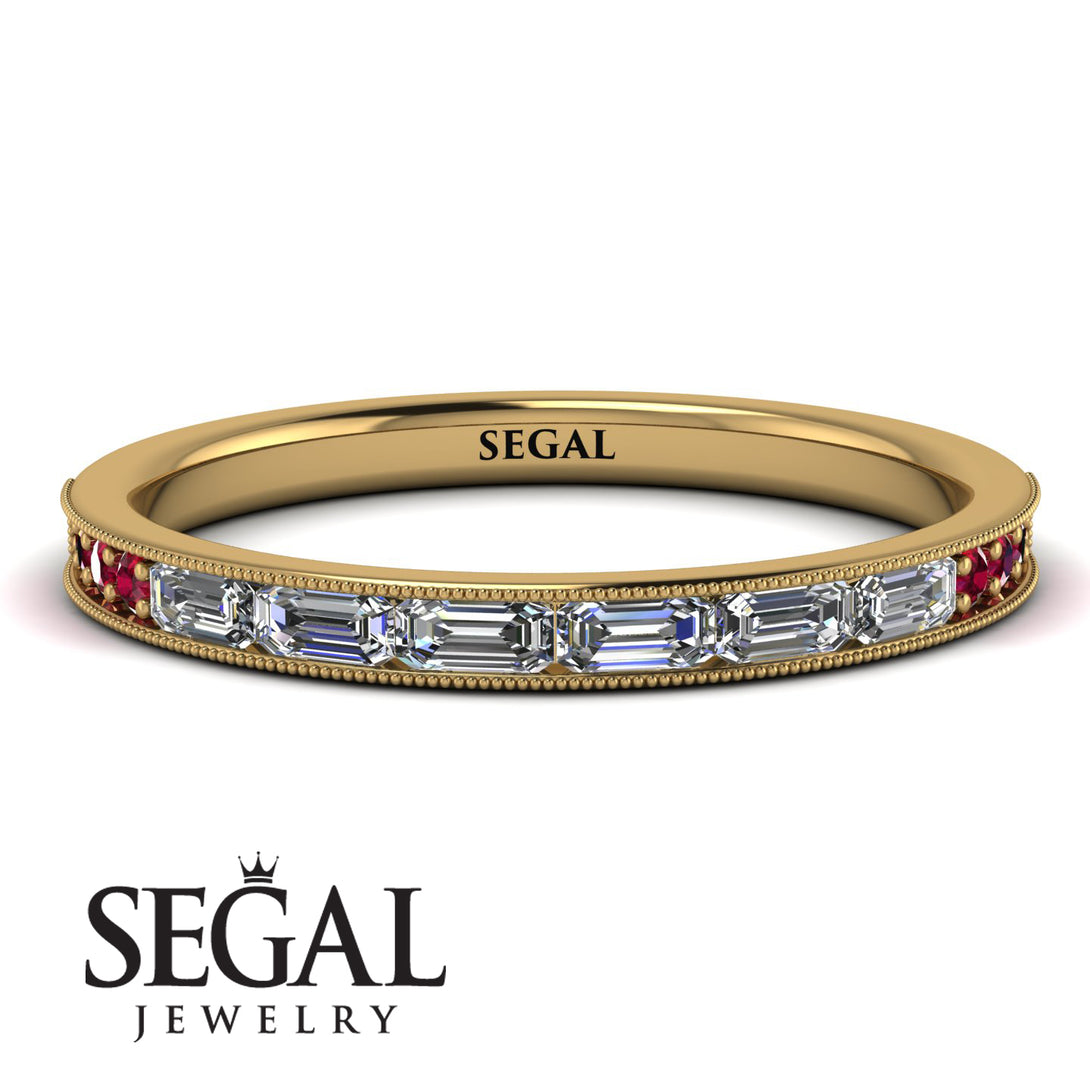 Emerald Cut Diamond Milgrain Eternity Ring - Teagan No. 46