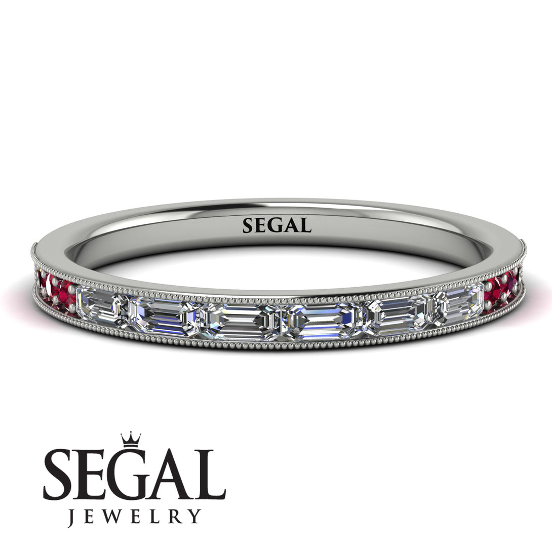 Emerald Cut Diamond Milgrain Eternity Ring - Teagan No. 48
