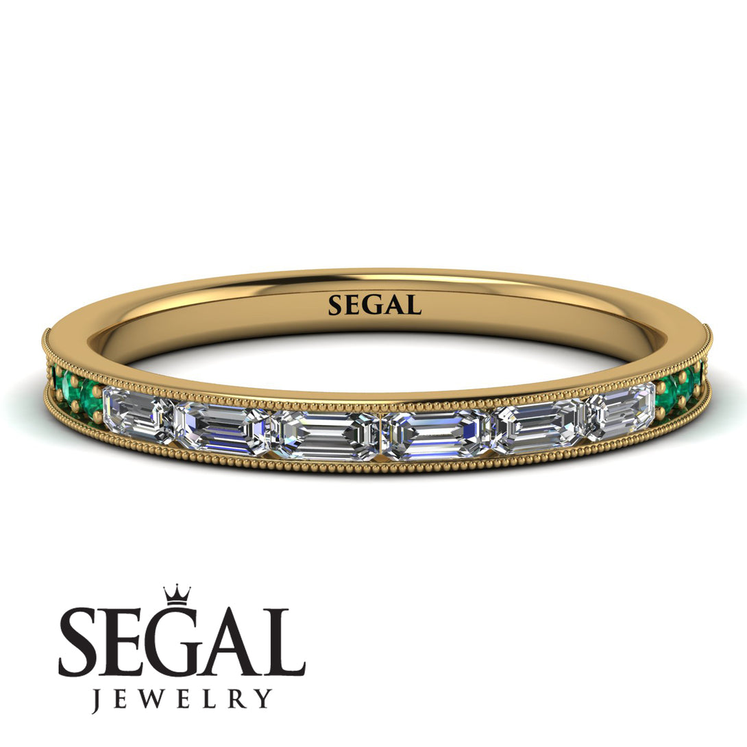 Emerald Cut Diamond Milgrain Eternity Ring - Teagan No. 16