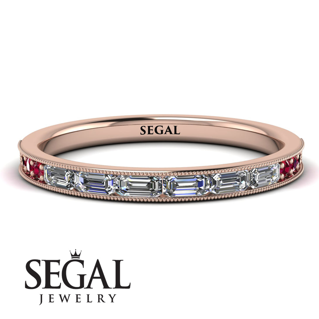 Emerald Cut Diamond Milgrain Eternity Ring - Teagan No. 47