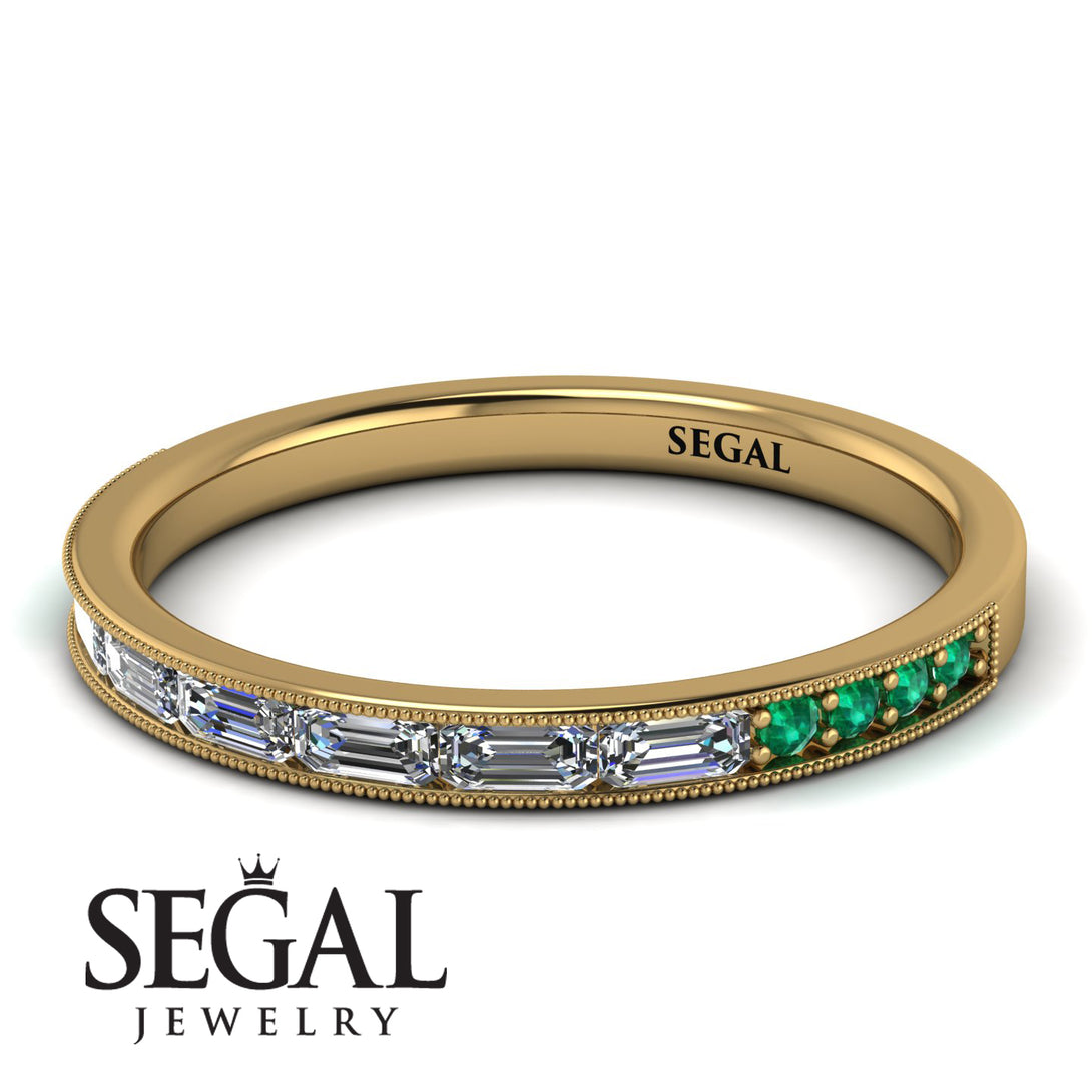 Emerald Cut Diamond Milgrain Eternity Ring - Teagan No. 16