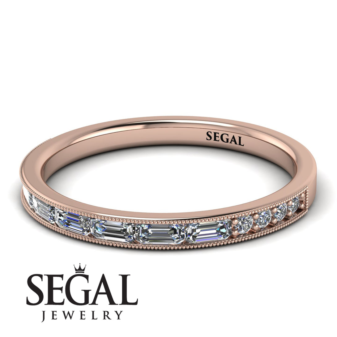 Emerald Cut Diamond Milgrain Eternity Ring - Teagan No. 2