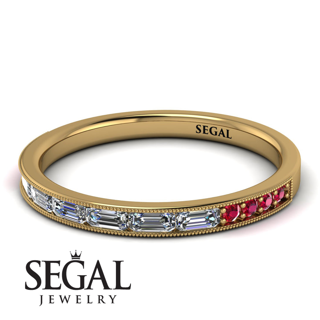 Emerald Cut Diamond Milgrain Eternity Ring - Teagan No. 46