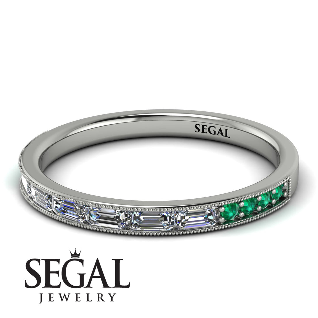 Emerald Cut Diamond Milgrain Eternity Ring - Teagan No. 18