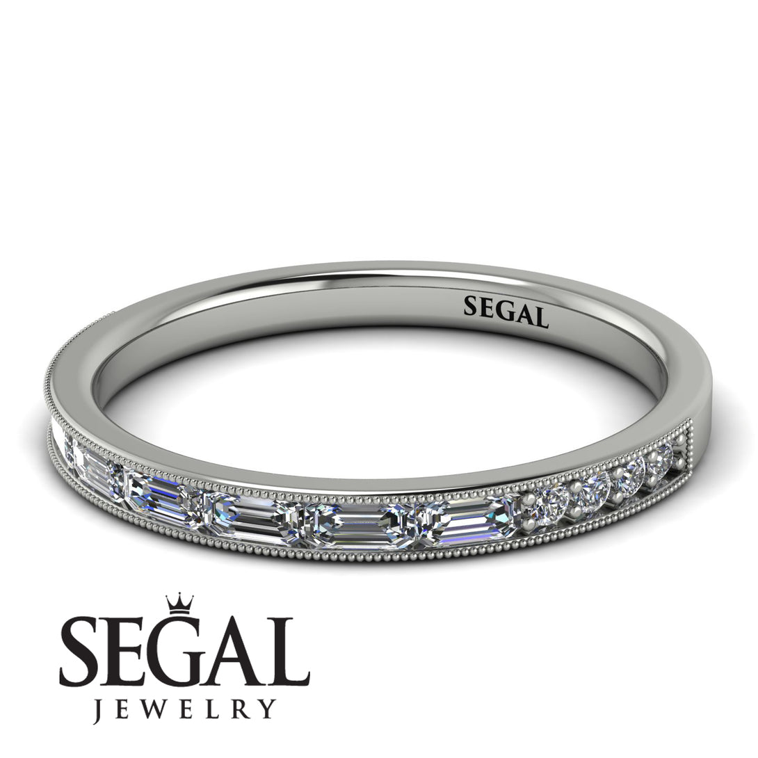 Emerald Cut Diamond Milgrain Eternity Ring - Teagan No. 3