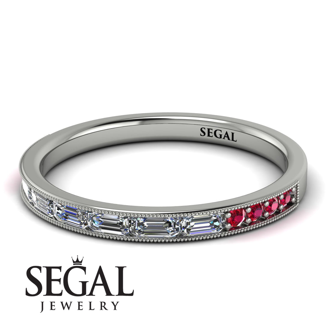 Emerald Cut Diamond Milgrain Eternity Ring - Teagan No. 48