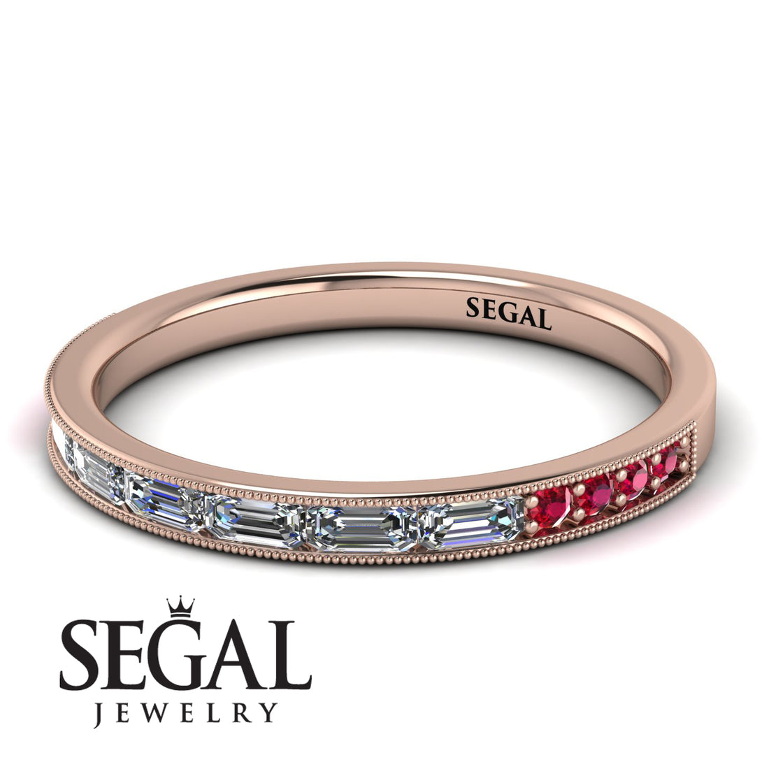 Emerald Cut Diamond Milgrain Eternity Ring - Teagan No. 47