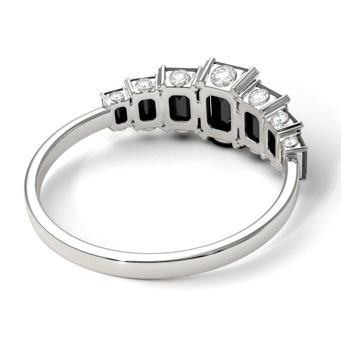 Emerald Cut Black Diamond Ring With Hidden Black Diamonds - Brynlee No. 9