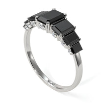 Emerald Cut Black Diamond Ring With Hidden Black Diamonds - Brynlee No. 9 image 1