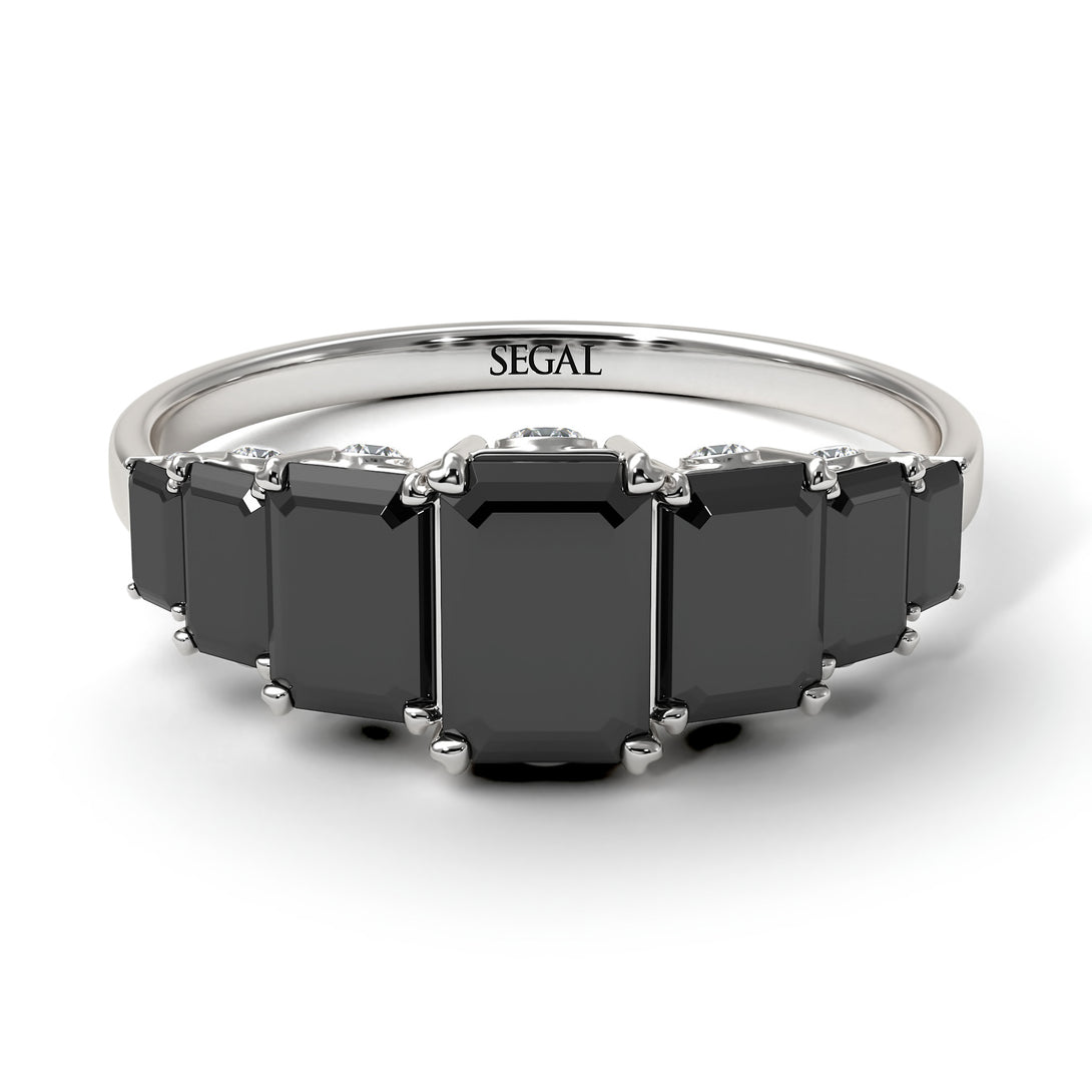 Emerald Cut Black Diamond Ring With Hidden Black Diamonds - Brynlee No. 9