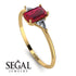 Emerald Cut Ruby With Triangles Ring - Remi No. 10 image 2