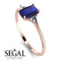 Emerald Cut Sapphire With Triangles Ring - Remi No. 14