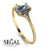 Emerald Cut Diamond With Triangles Ring - Remi No. 1