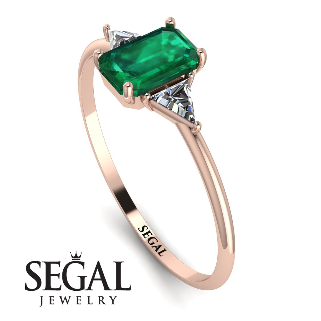 Emerald Cut Emerald With Triangles Ring - Remi No. 5