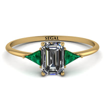 Emerald Cut Diamond With Triangles Ring - Remi No. 16 image 1