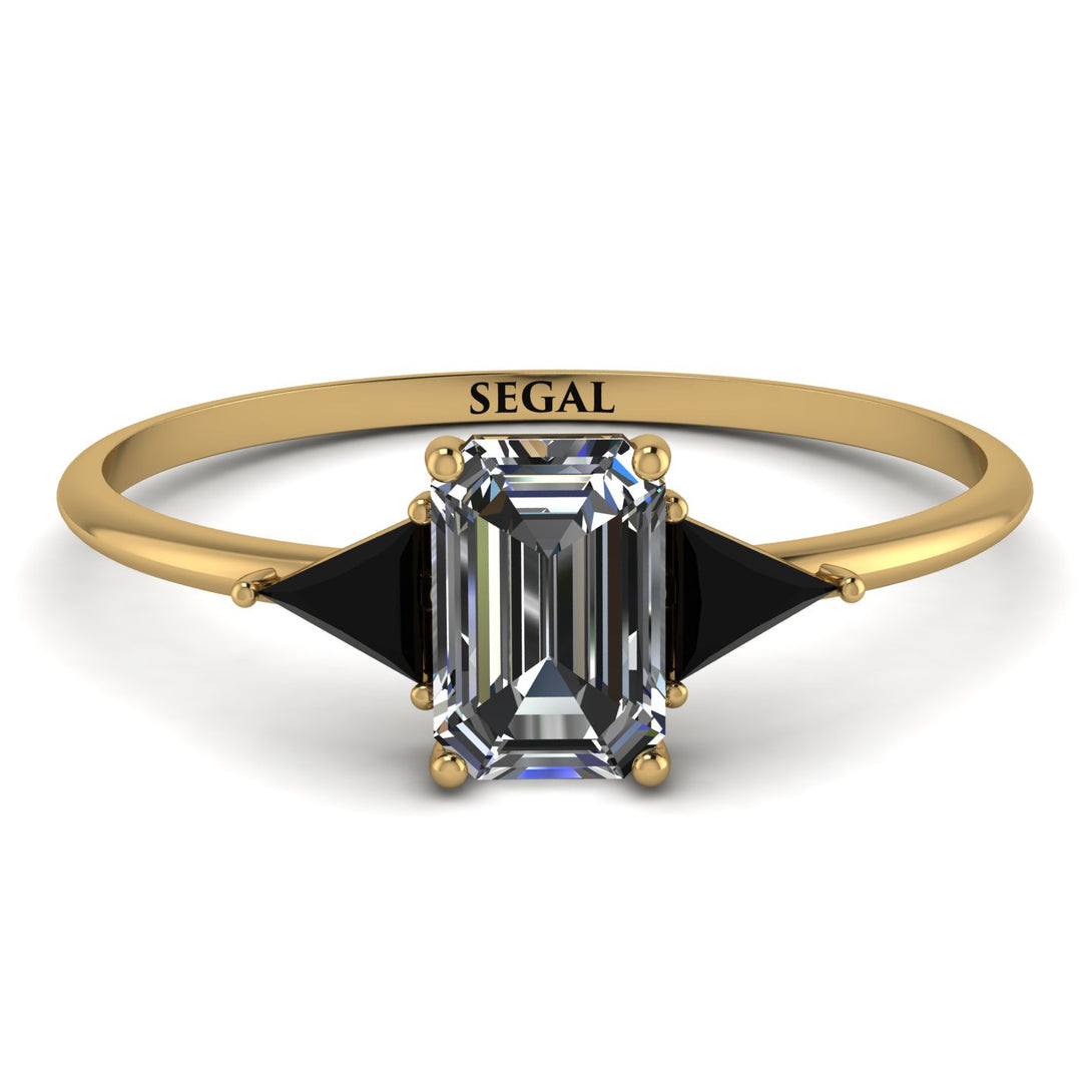 Emerald Cut Diamond With Triangles Ring - Remi No. 31