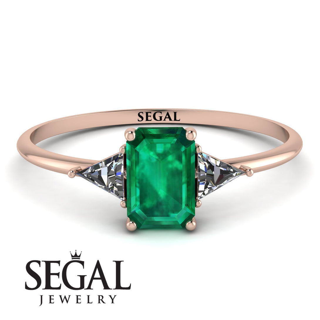 Emerald Cut Emerald With Triangles Ring - Remi No. 5
