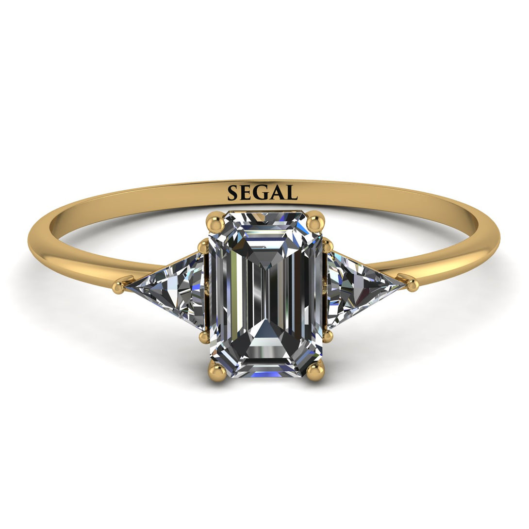 Emerald Cut Diamond With Triangles Ring - Remi No. 1