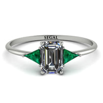 Emerald Cut Diamond With Triangles Ring - Remi No. 18 image 1