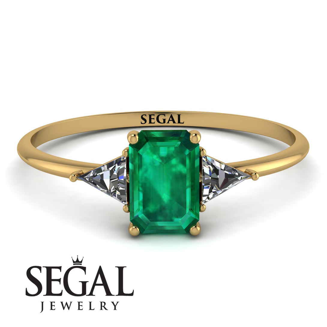 Emerald Cut Emerald With Triangles Ring - Remi No. 4