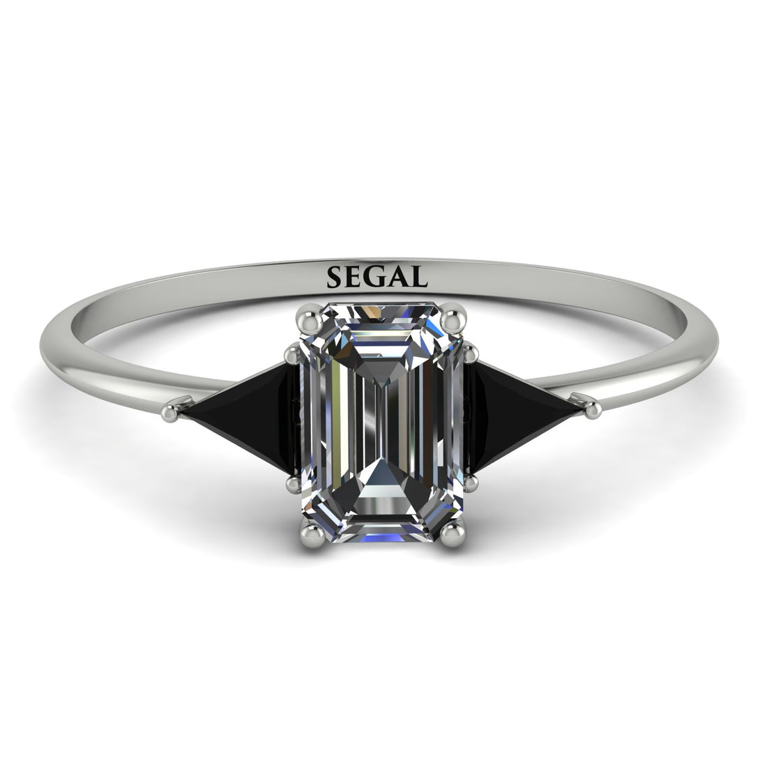 Emerald Cut Diamond With Triangles Ring - Remi No. 33