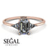 Emerald Cut Diamond With Triangles Ring - Remi No. 2
