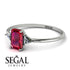 Emerald Cut Ruby With Triangles Ring - Remi No. 12