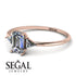 Emerald Cut Diamond With Triangles Ring - Remi No. 2