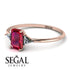 Emerald Cut Ruby With Triangles Ring - Remi No. 11