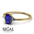 Emerald Cut Sapphire With Triangles Ring - Remi No. 13