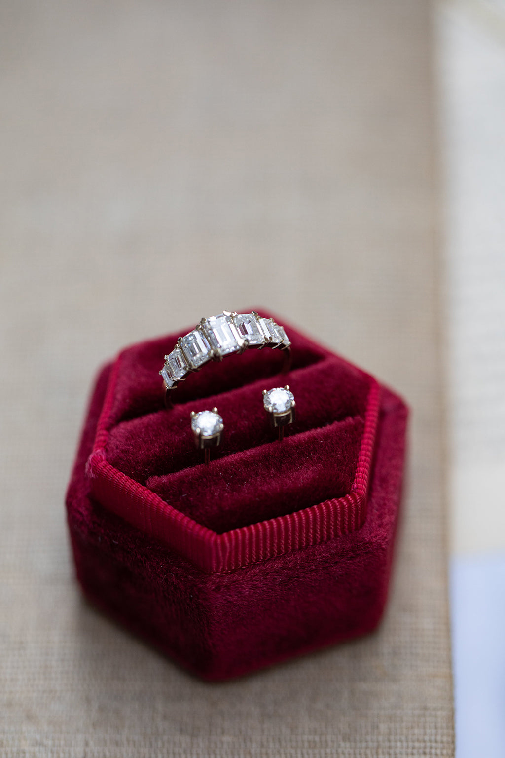 Emerald Cut Sapphire Geometrical Ring - Briella No. 30