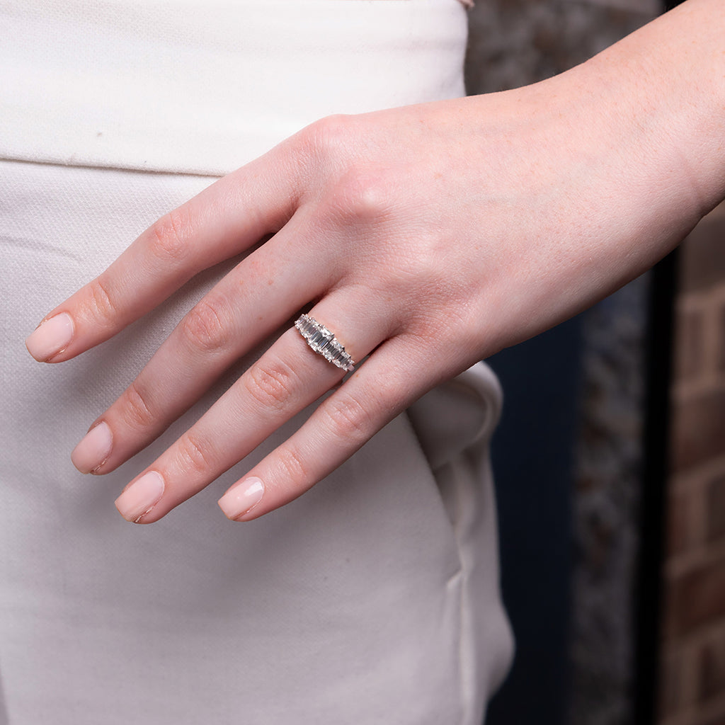 Emerald Cut Sapphire Geometrical Ring - Briella No. 30