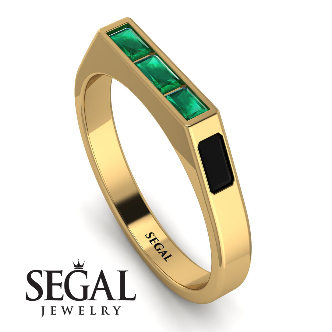 Emerald Cut Thin Emerald Signature Ring - Sara No. 34