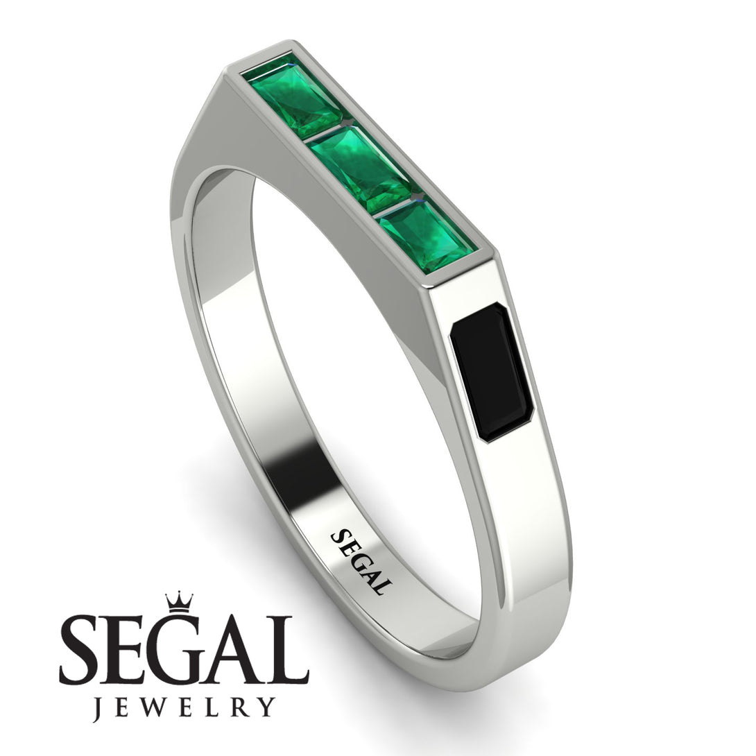 Emerald Cut Thin Emerald Signature Ring - Sara No. 36
