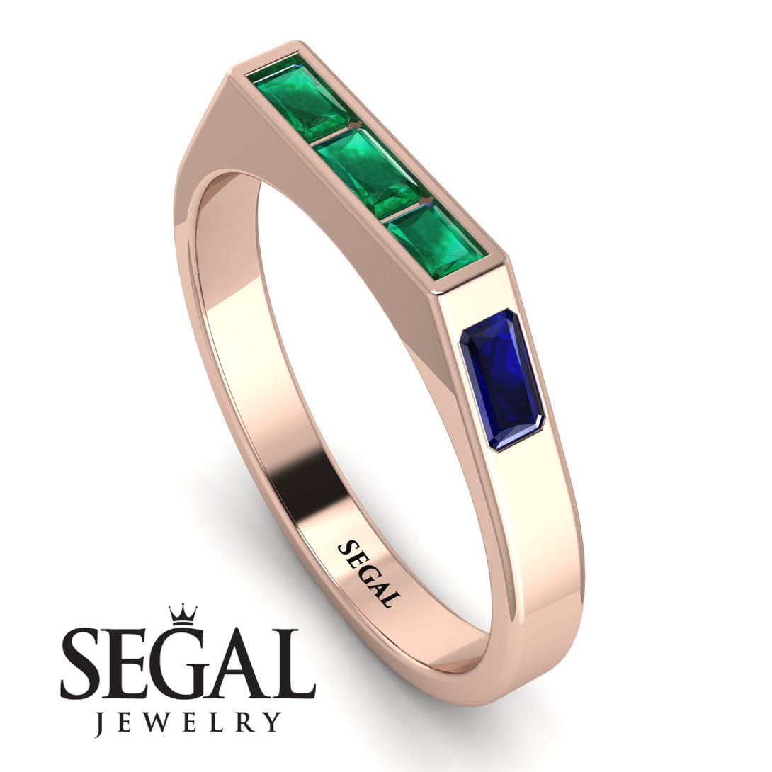 Emerald Cut Thin Emerald Signature Ring - Sara No. 65