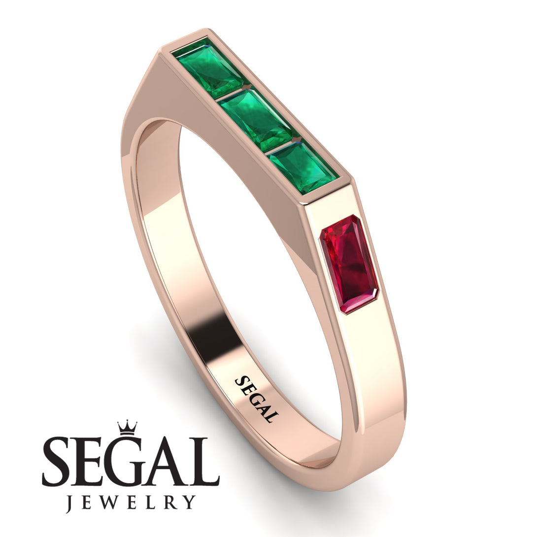 Emerald Cut Thin Emerald Signature Ring - Sara No. 50