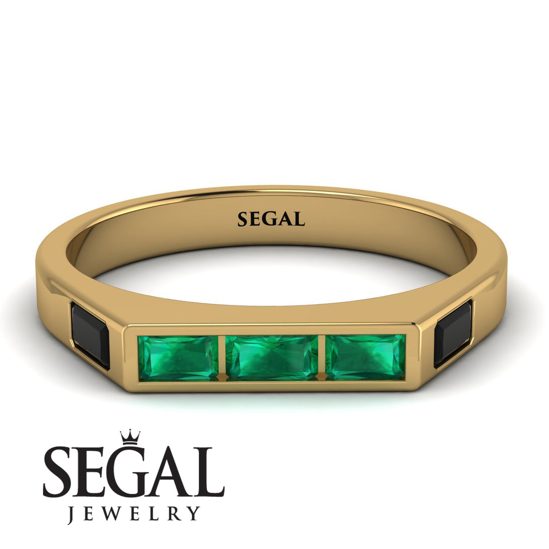 Emerald Cut Thin Emerald Signature Ring - Sara No. 34