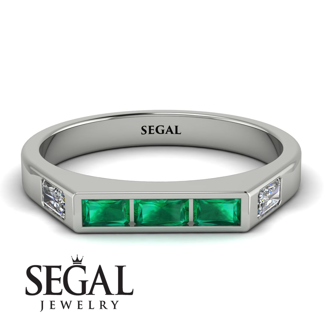 Emerald Cut Thin Emerald Signature Ring - Sara No. 6