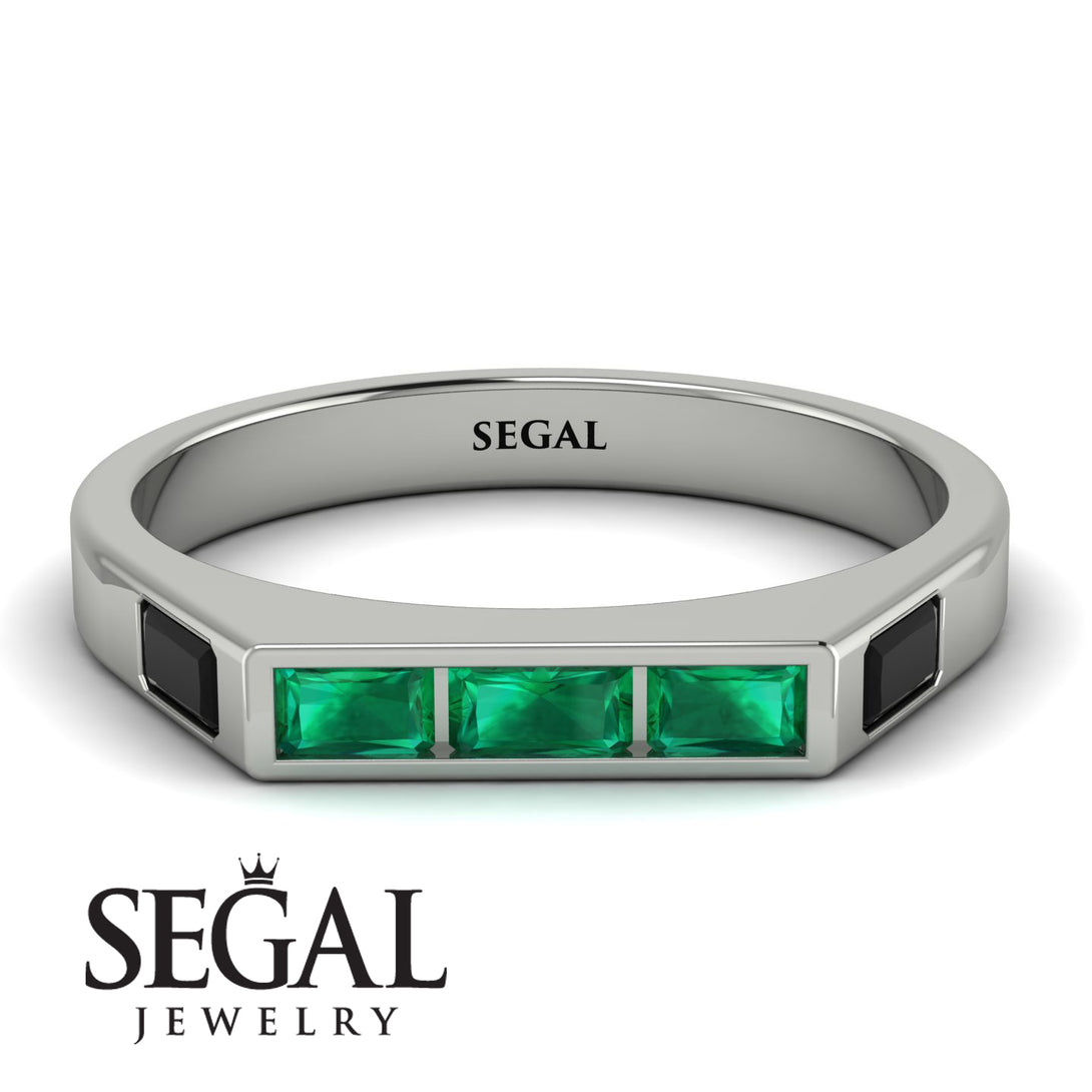 Emerald Cut Thin Emerald Signature Ring - Sara No. 36