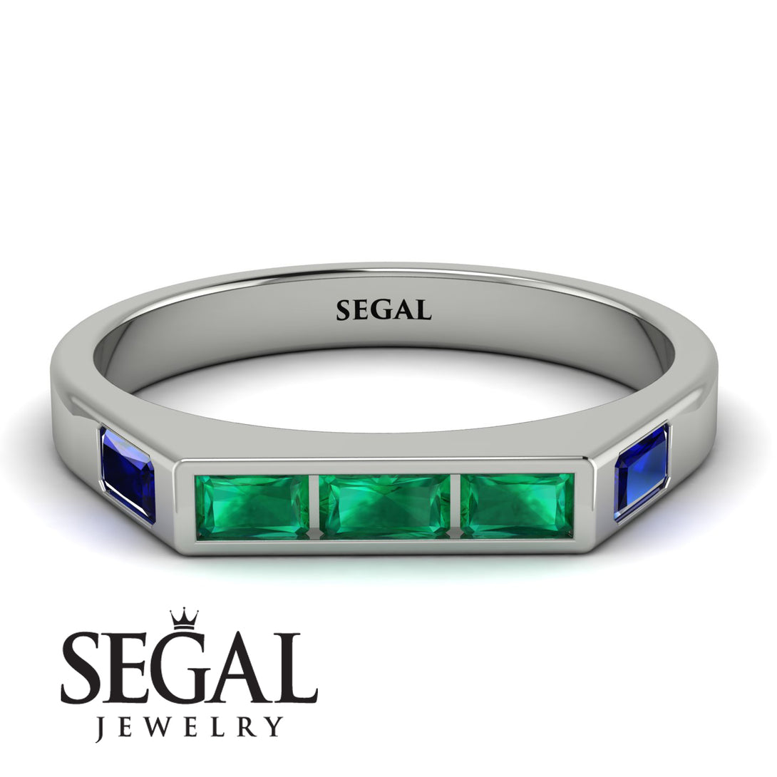 Emerald Cut Thin Emerald Signature Ring - Sara No. 66