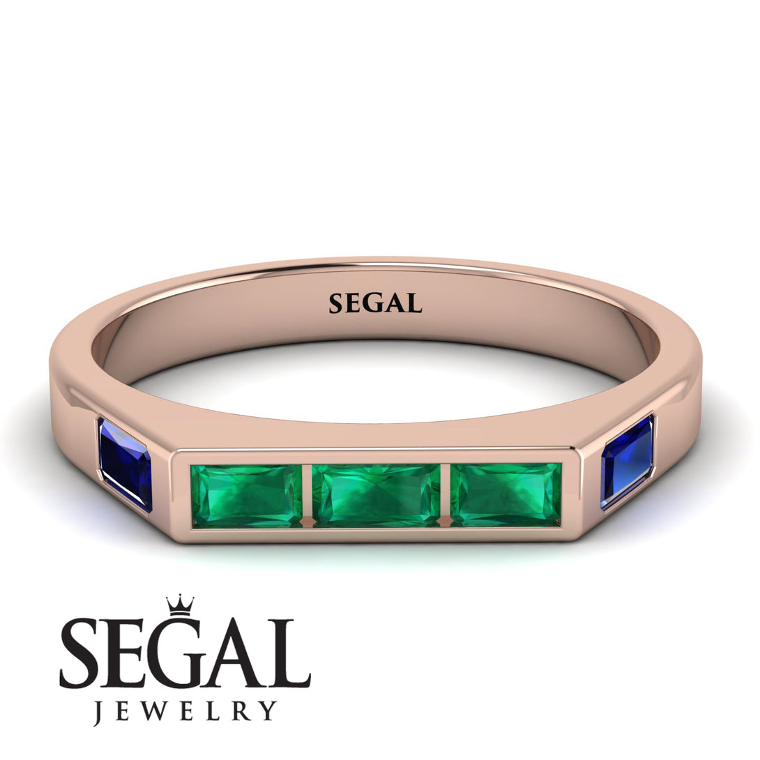 Emerald Cut Thin Emerald Signature Ring - Sara No. 65