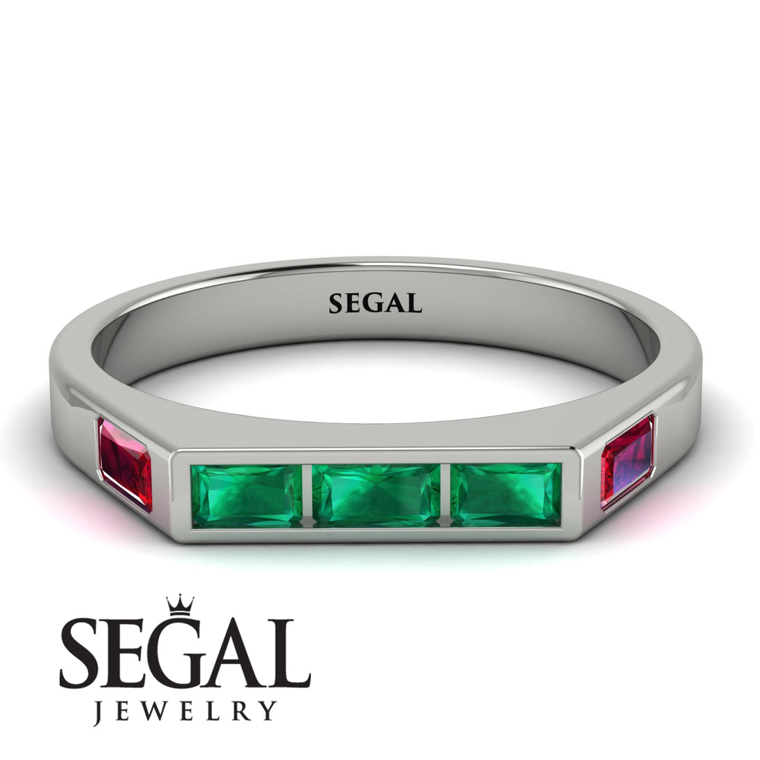 Emerald Cut Thin Emerald Signature Ring - Sara No. 51