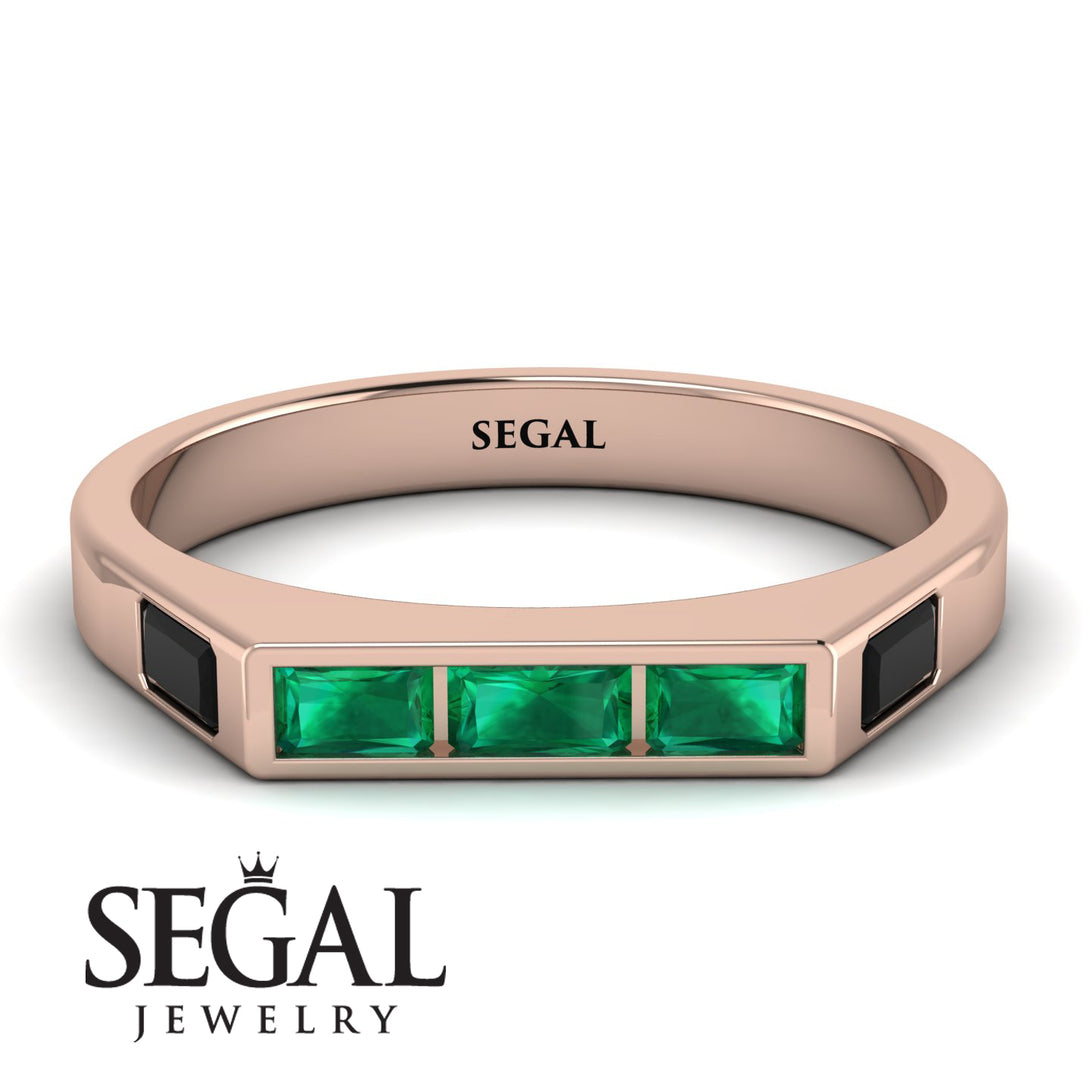 Emerald Cut Thin Emerald Signature Ring - Sara No. 35