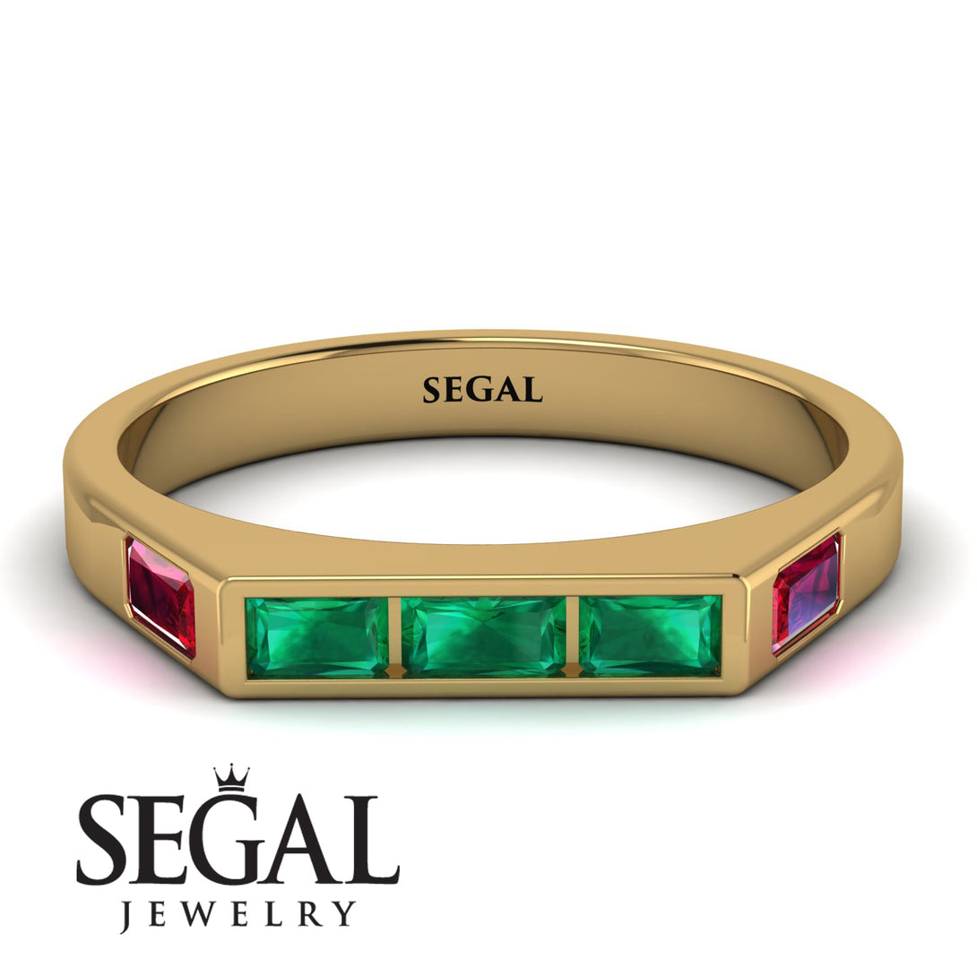 Emerald Cut Thin Emerald Signature Ring - Sara No. 49
