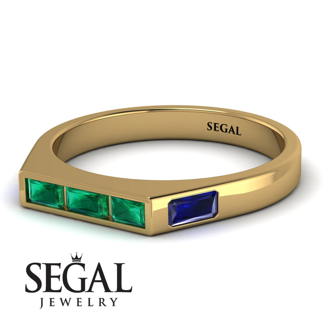 Emerald Cut Thin Emerald Signature Ring - Sara No. 64