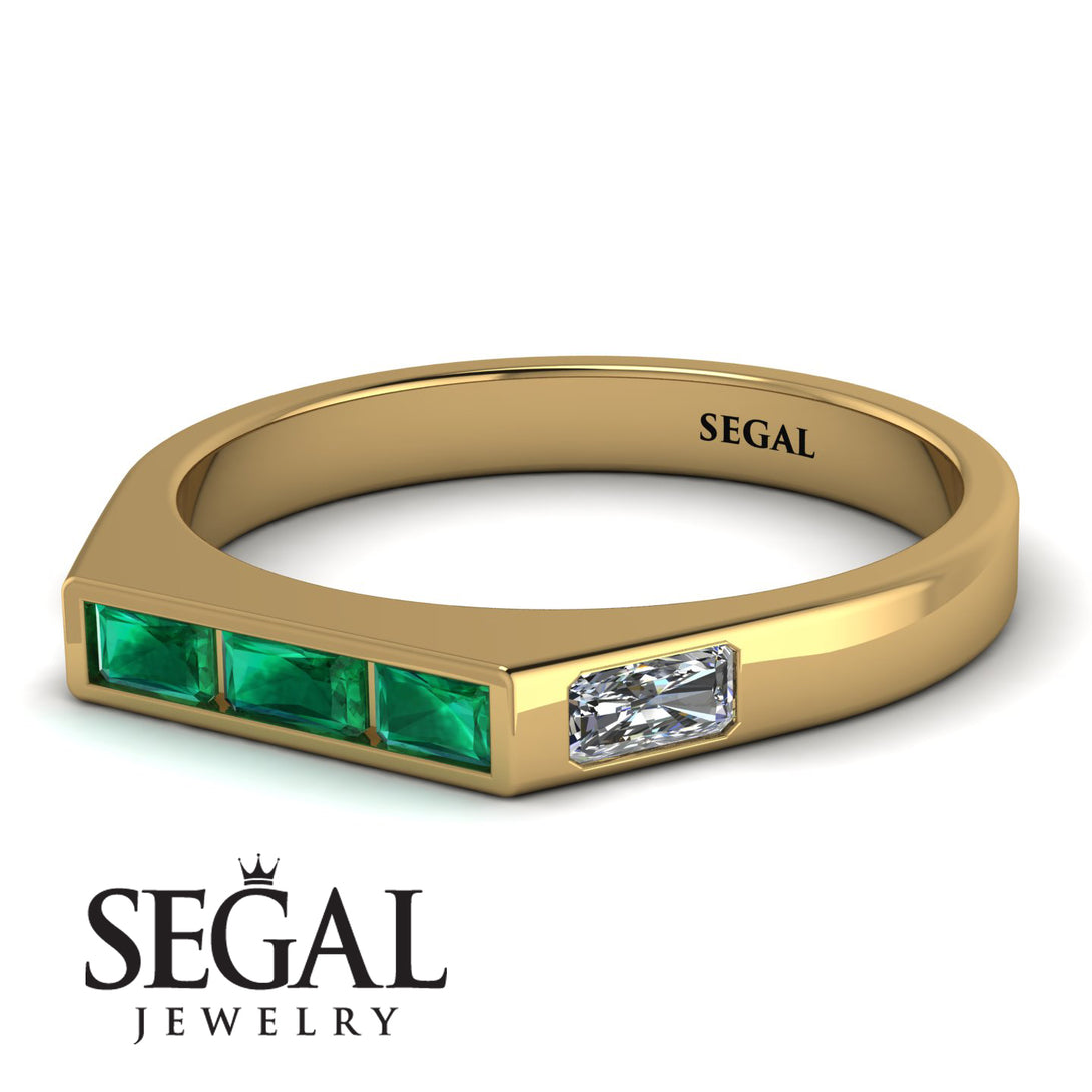 Emerald Cut Thin Emerald Signature Ring - Sara No. 4