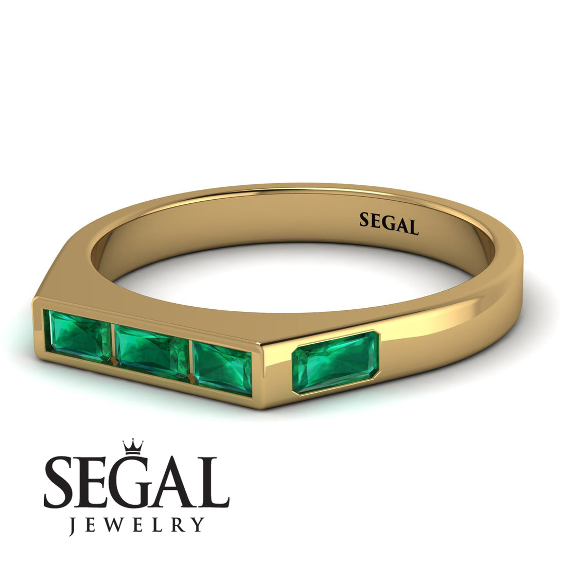 Emerald Cut Thin Emerald Signature Ring - Sara No. 19