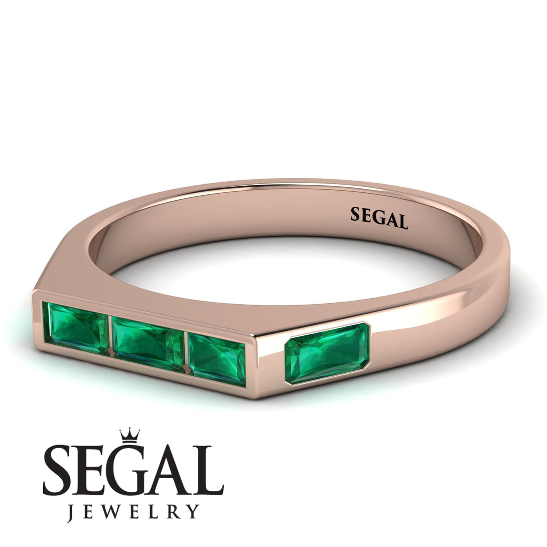 Emerald Cut Thin Emerald Signature Ring - Sara No. 20