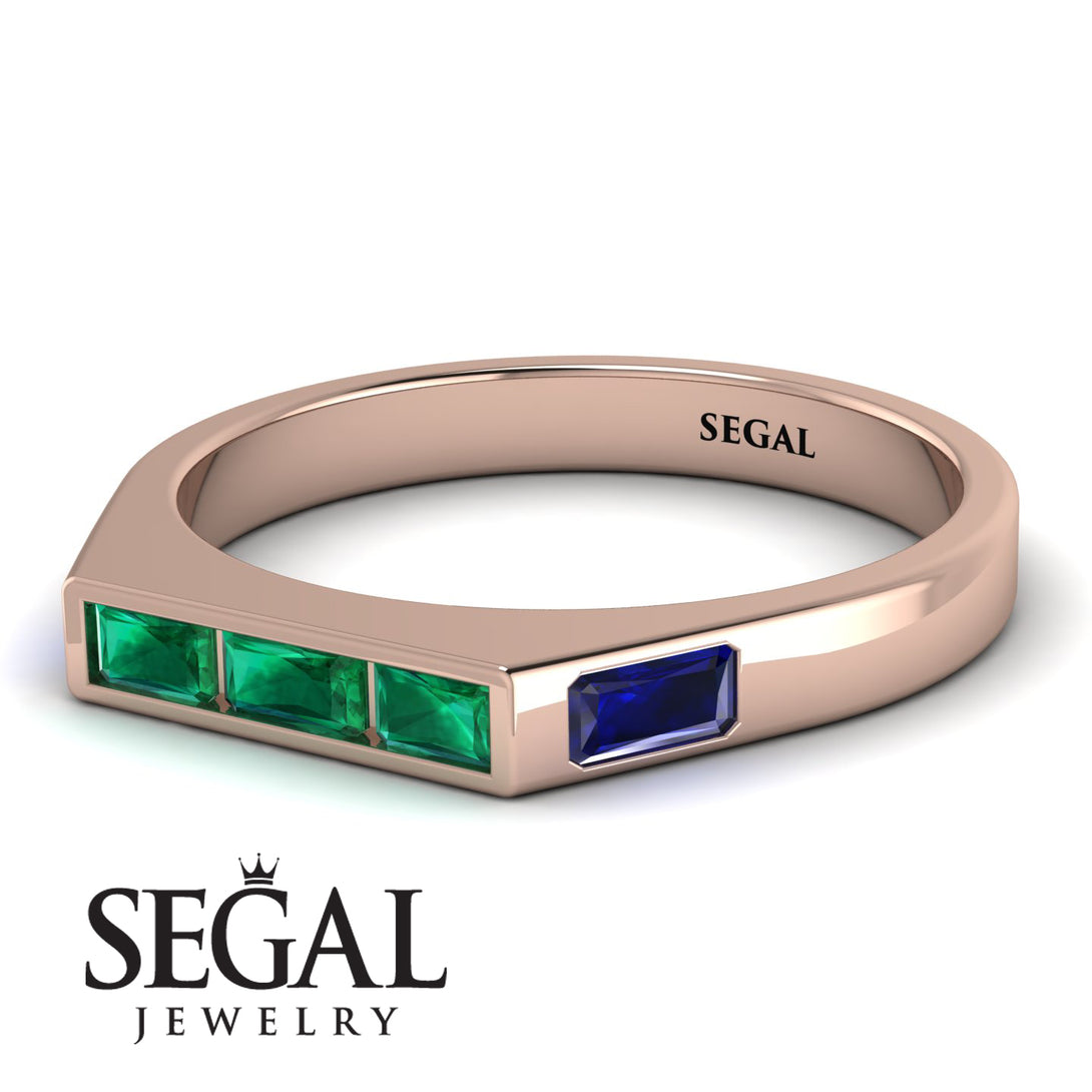 Emerald Cut Thin Emerald Signature Ring - Sara No. 65